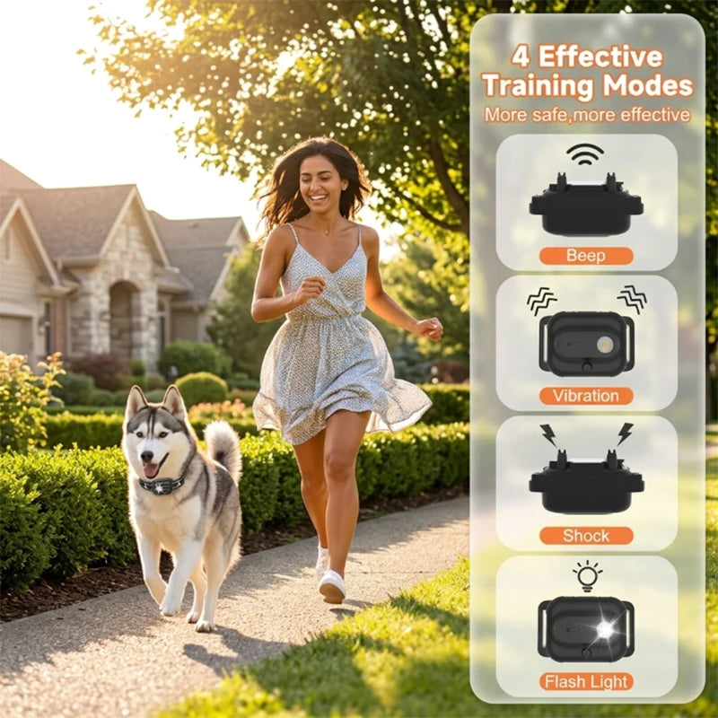 Electric Dog Training Collar Digital Rechargeable Remote Control IPX7 Waterproof Vibrator Pet Dog Bark Stop Shock Collar