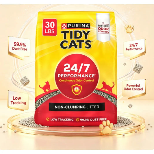 Purina Tidy Cats 24/7 High-Efficiency Non-Clumping Cat Litter, Fresh Flax Scent, 30 lbs