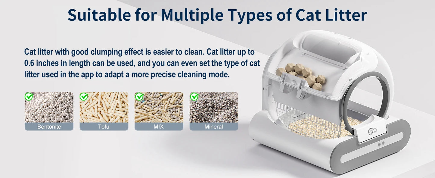 DOEL 2026 New Upgrade 65L Large Capacity Self-Cleaning Cat Litter Box Smart Automatic Cat Toilet, App Remote Control, Only Supports 2.4G WiFi, Suitable for Tofu Litter & Mixed Cat Litter, Ideal for Multi-Cat Homes