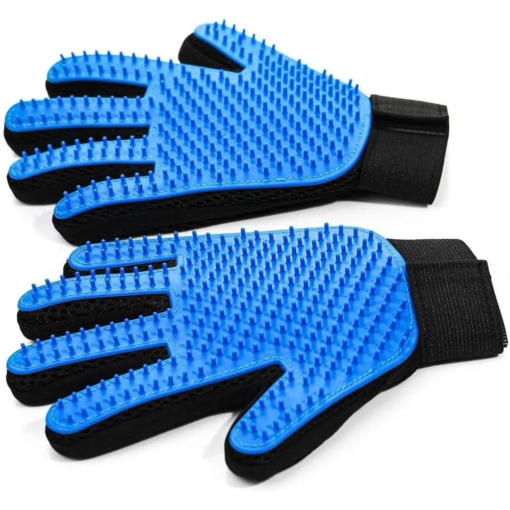 Pet Hair Removal Glove for Dogs & Cats, 2-in-1 Deshedding Brush & Massage Mitt, Grooming Gloves for Shedding Control, Bathing an