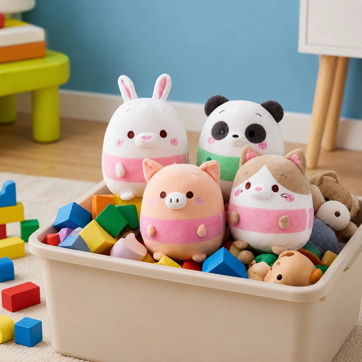 5 Pack 13.8 Inch Cute Animal Stuffed Animals US Stock Fast Shipping Soft Plush Toy Set Rabbit Panda Pig Cat Elephant Plushies for Kids Gift Room Decor