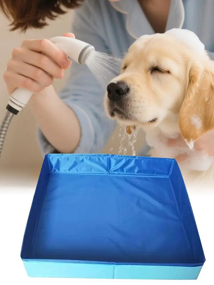 Dog Kiddie Pool PVC Square Shaped Folding Dog Bath Pool Non Inflatable Save Space small pet bathtub For Puppy Cats Pet Supplies