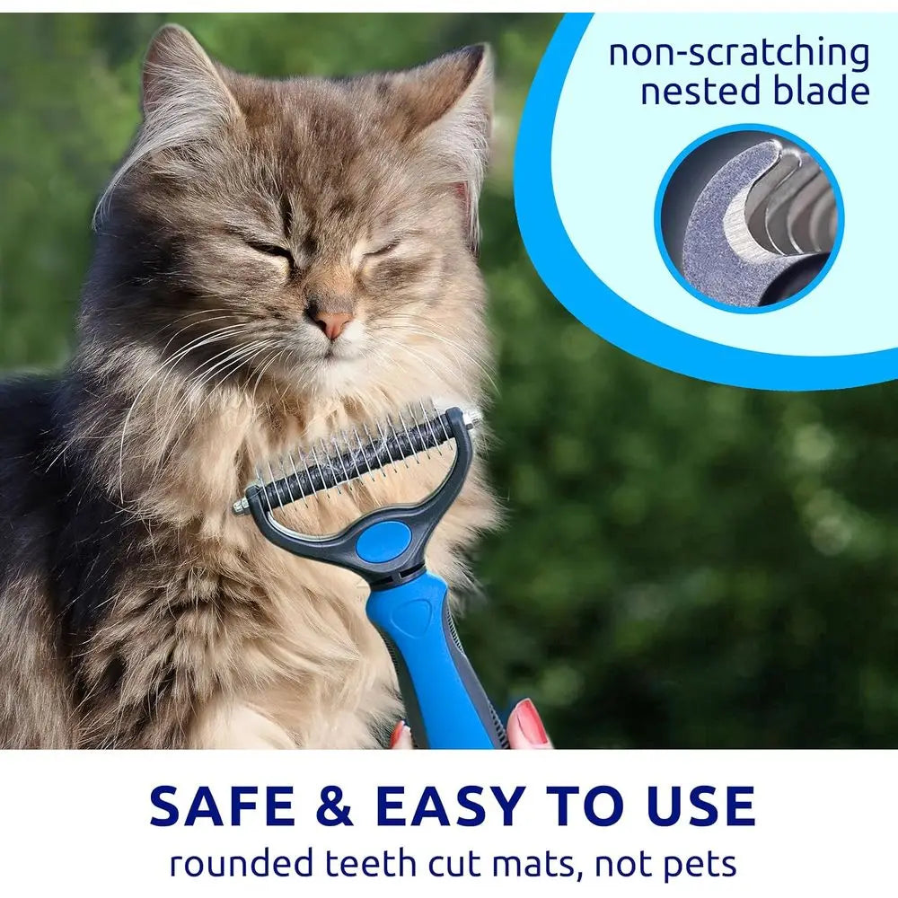 Deshedding Dog Brush or Shedding Cat Brushes, Indoor Cats, Double-Sided Brush for Deshedding & Grooming, Skin-riendly for Long &