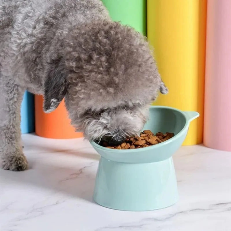 New Nordic style square mouth double-ear high-leg cat bowl pet supplies design cat bowl anti-tip feeding and drinking bowl